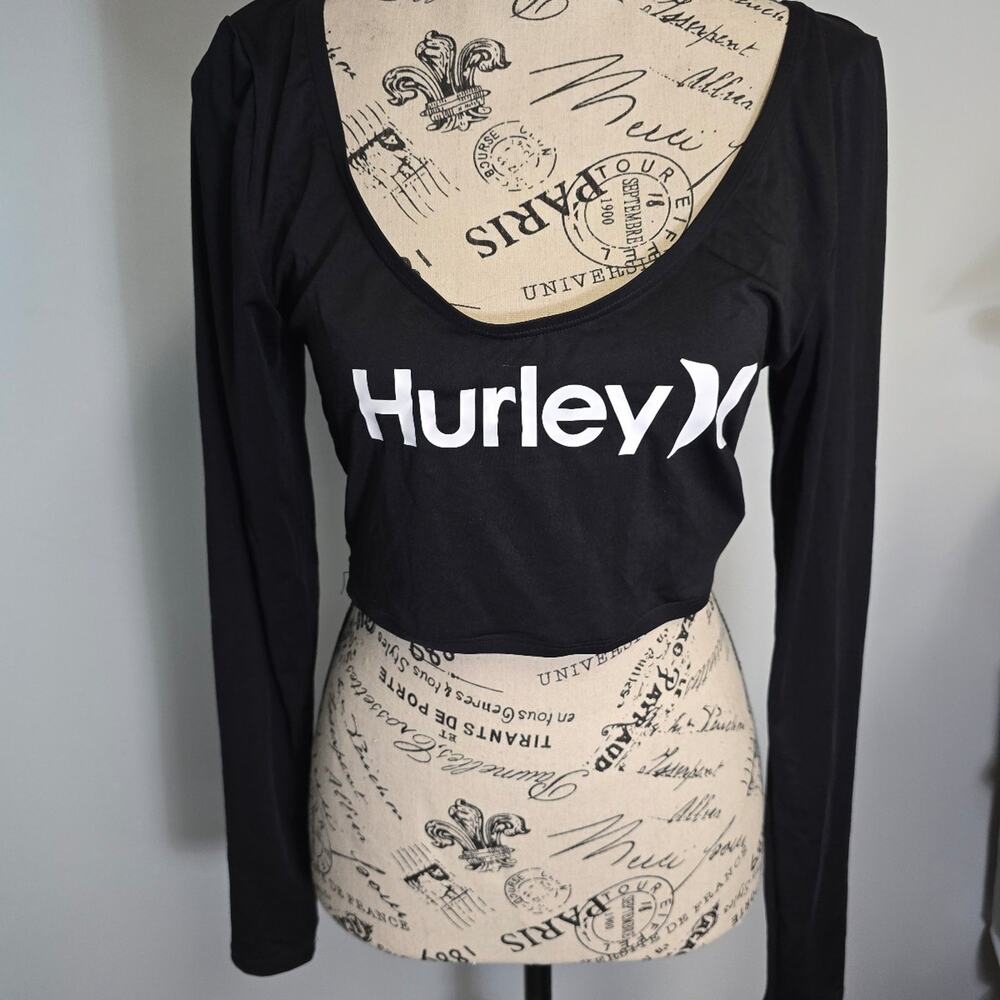 Hurley black long sleeve crop top size med